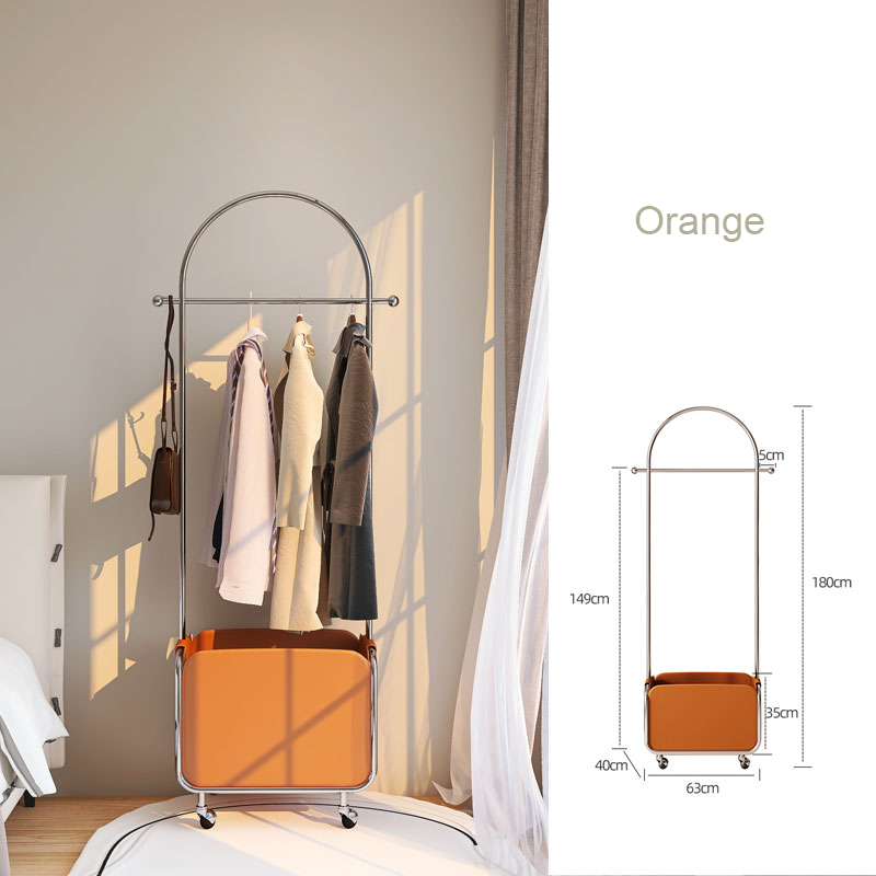 Kainice Clothing Store Stand Single Rail Floor Hanger Bag Storage Box For Clothes Rolling Leather Coat Rack