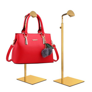 Kainice Creative Stainless Steel Adjustable Height Gold Handbag Display Stands Metal Single Hook Hanging Bag Display Holder