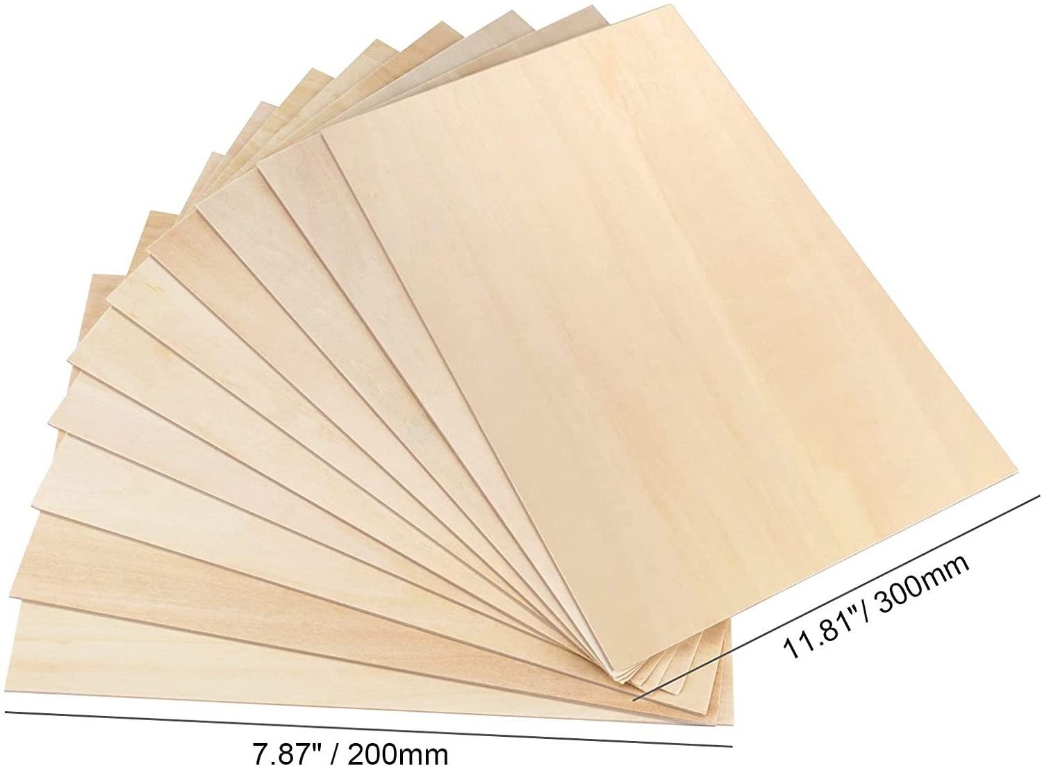 Kainice Custom Plywood Sheets 3mm Basswood Laminate Thin Wood Square DIY Handmade Materials For Painting Aircraft Model Material