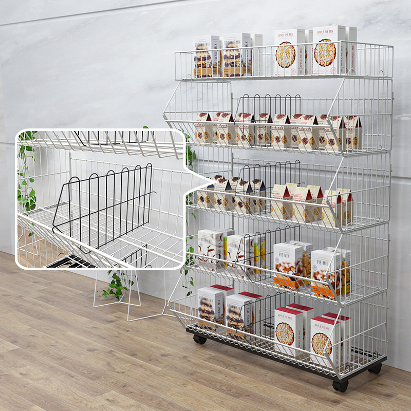 Kainice Customized 500mm 5 tiers kitchen vegetable storage baskets wire shelving retail display racks supermarket shelves