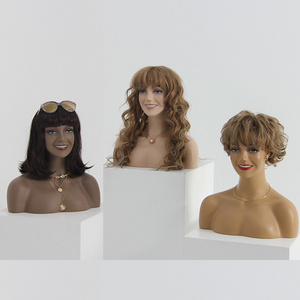 Kainan Mannequins Perruques African American Female Bust Half Body Realistic Mannequin Head With Shoulder For Wig Display