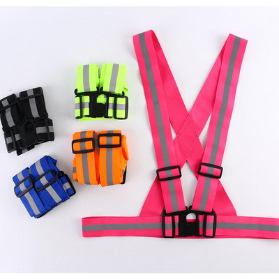 Reflective Running Vest Belt Adjustable Elastic Safety Gear for Running Walking Cycling Biking