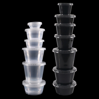 disposable 3.5 oz transparent mini plastic cups for dessert pudding portion condiment takeout cups with Lids, jello shot cups