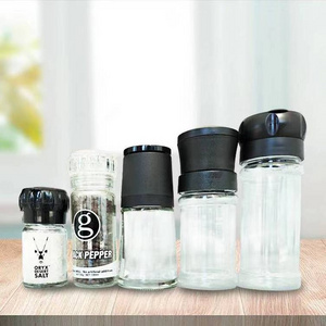 High quality Eco-friendly 180ml glass sea salt pepper grinder spice grinding with stainless steel top, Salt And Pepper Mill