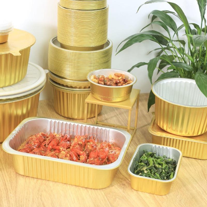 catering round square foil tray aluminum foil Customized Aluminum Foil packing Plate Large Size Food Box