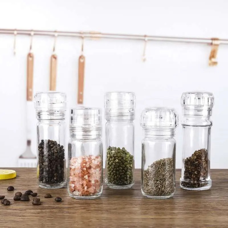 wholesale high quality plastic PC small herbs spice Pepper Salt Grinders Mill 100ml