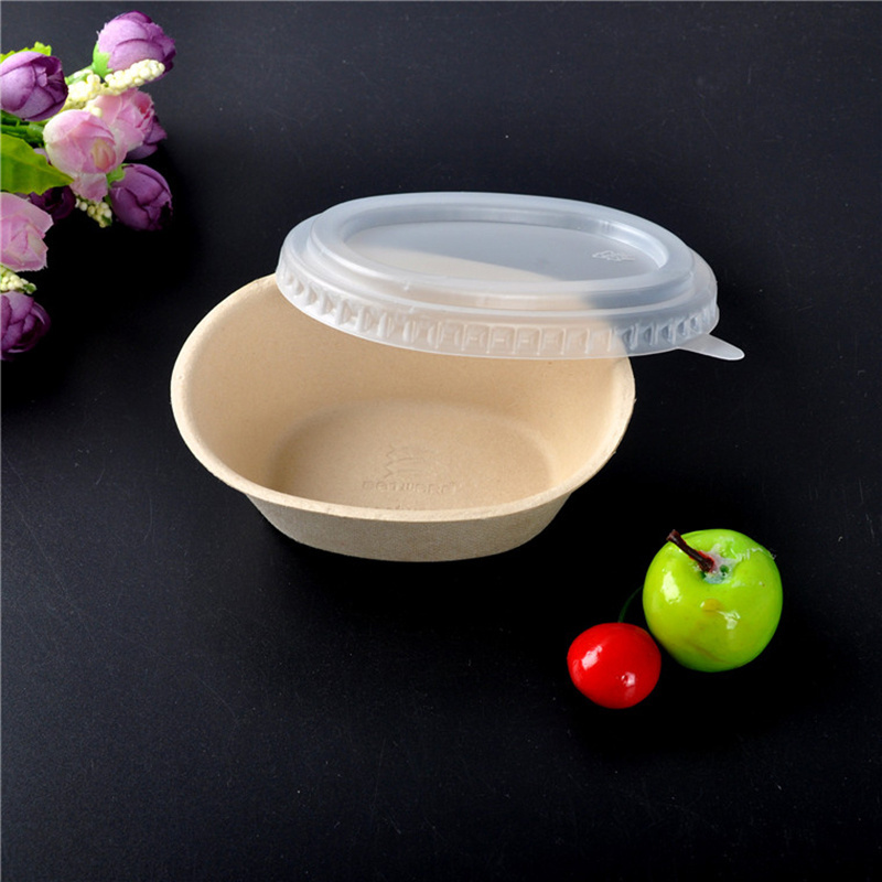 OEM biodegradable disposable paper take away salad bowl with paper lid Noodle Ramen Bowl With Lid