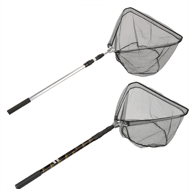 Freshwater Or Saltwater Fishing Nets Rubber Coated De Pesca Foldable Automatic Telescopic Fly Fishing Carp Koi Landing Net