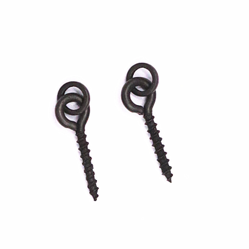 Carp Fishing Swivels Bait Screw With Round Link Loop Hook Holder Matte Black Link For Rigs Terminal Tackle