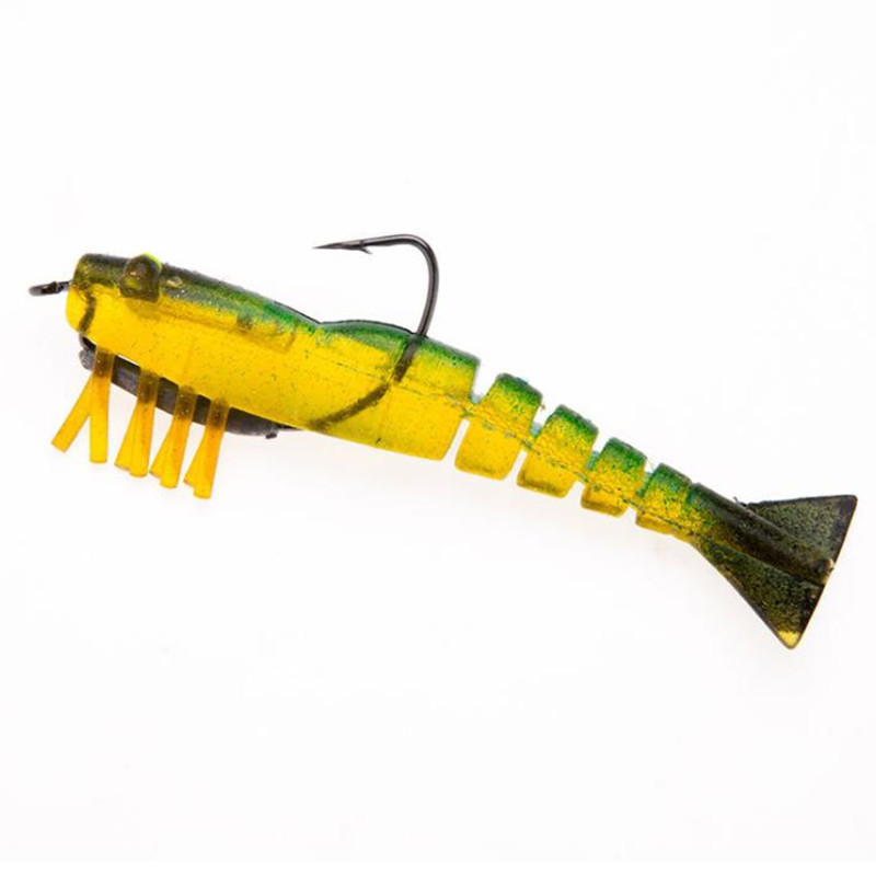 Peche 95mm/8.5g shrimp lure jointed soft lure jig head shrimp saltwater fishing lure