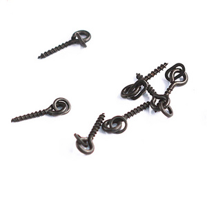 Carp Fishing Swivels Bait Screw With Round Link Loop Hook Holder Matte Black Link For Rigs Terminal Tackle