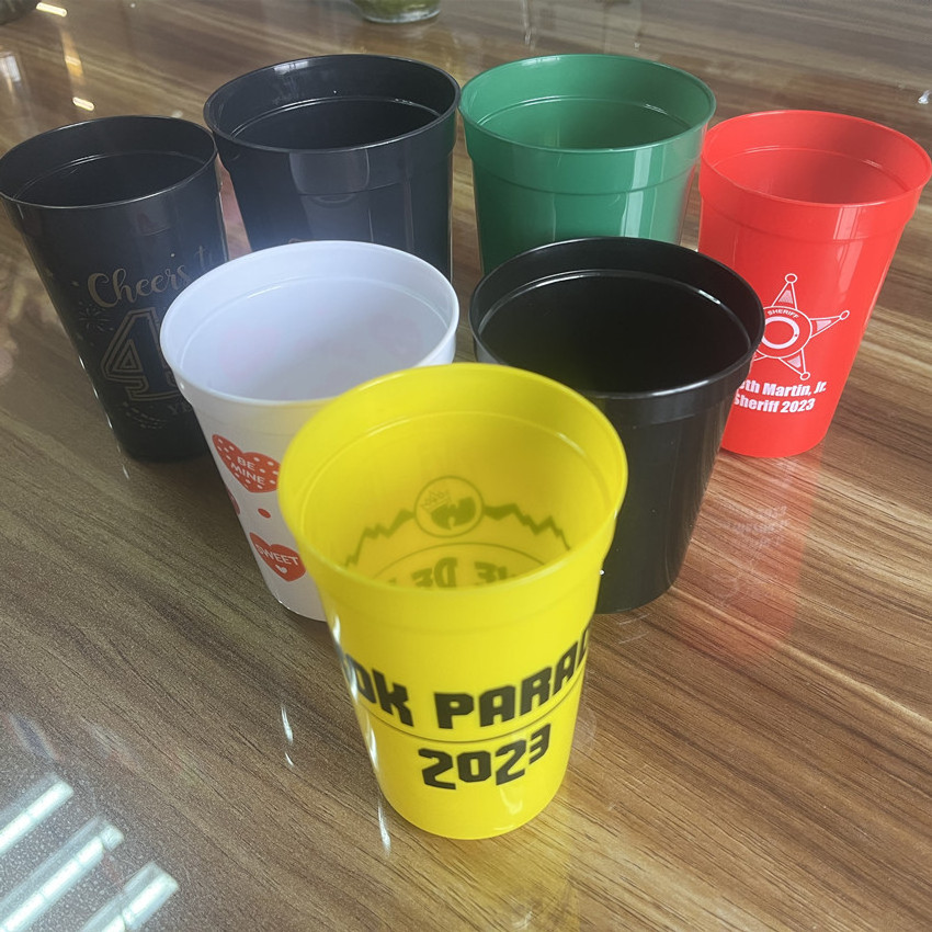 High Quality PP Plastic Stadium Cup Various Size Reuse Unbreakable Plastic Printed Stadium Drinking Cup