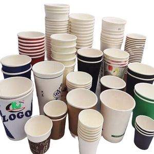 Custom printed logo 6oz 7oz 9oz 12oz 16oz 24oz 32oz black disposable paper hot coffee beverage cup