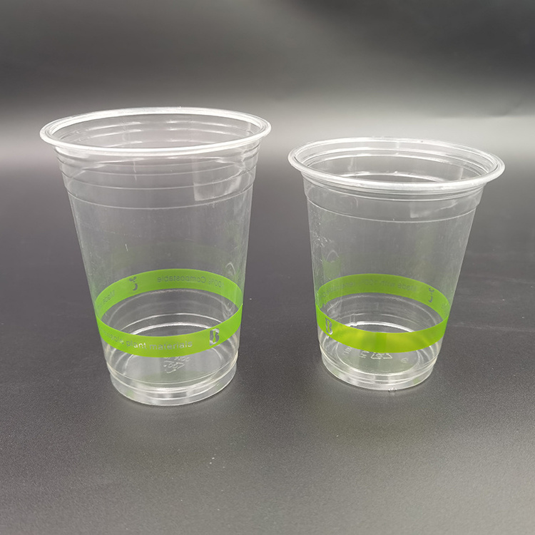 Customization 12 14 16 oz clear PLA printed logo biodegradable plastic cups