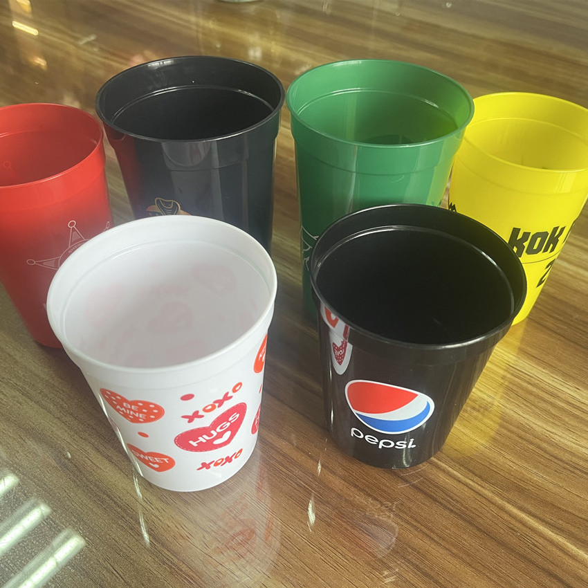 High Quality PP Plastic Stadium Cup Various Size Reuse Unbreakable Plastic Printed Stadium Drinking Cup