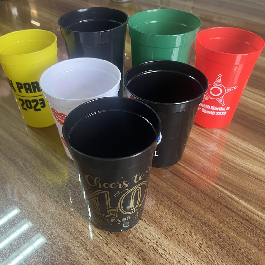 High Quality PP Plastic Stadium Cup Various Size Reuse Unbreakable Plastic Printed Stadium Drinking Cup