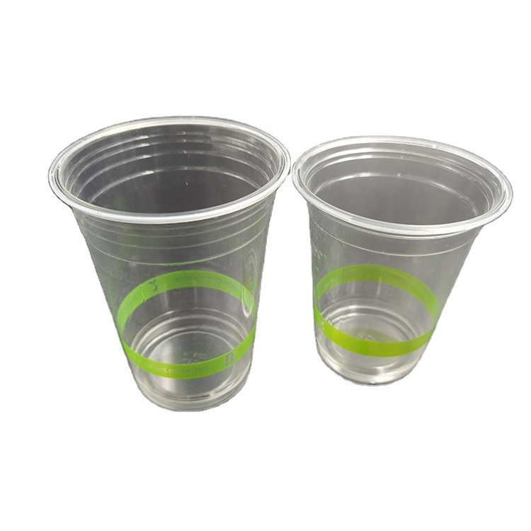 Customization 12 14 16 oz clear PLA printed logo biodegradable plastic cups