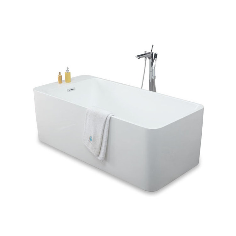 Modern Luxury Bathtub Shower Combo White Spa Hot Tub Solid Surface Acrylic Free Stand Soak Adult Bathtub