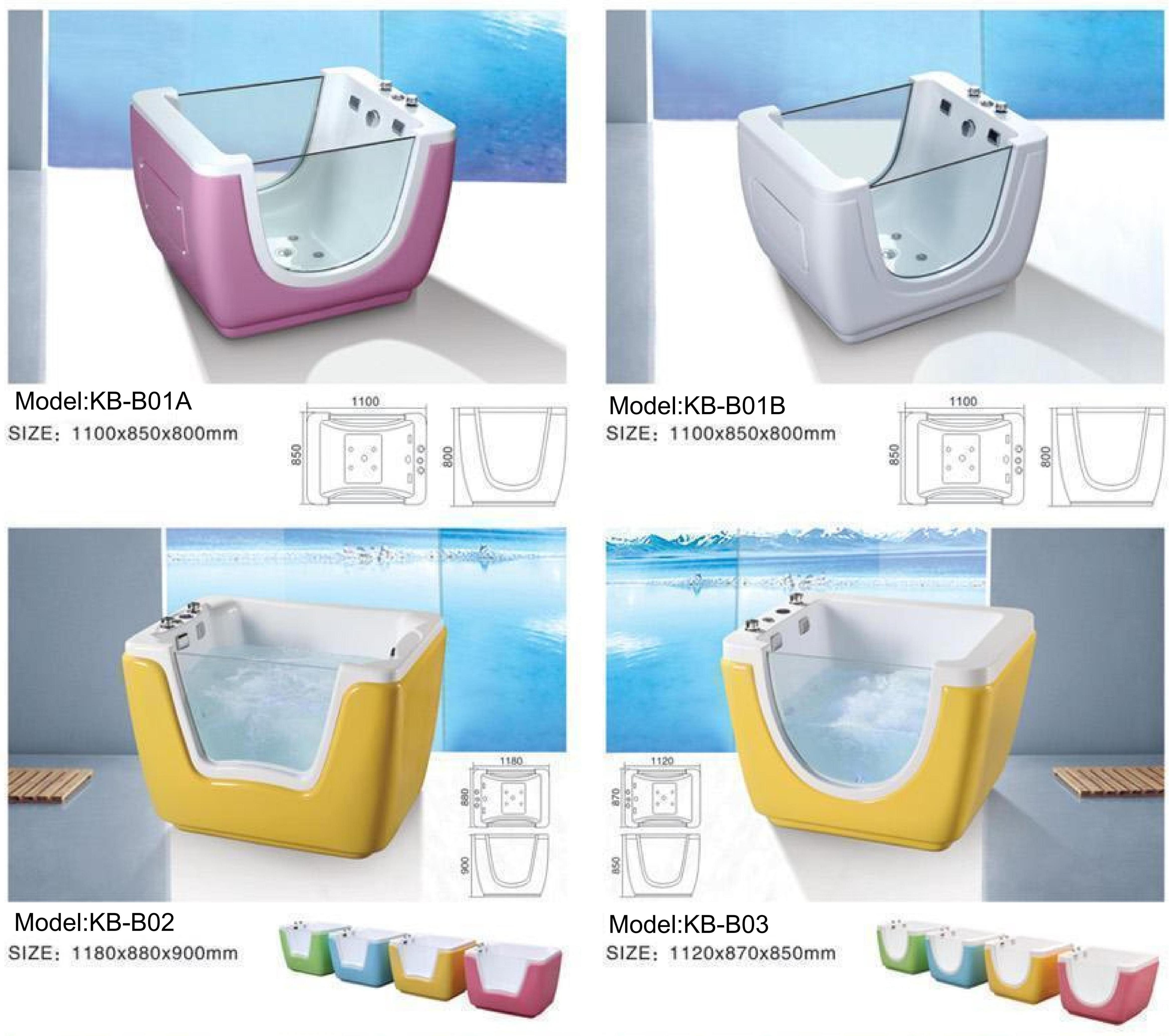 China Factory Direct Sales Freestanding Acrylic Shower Large Size Spa Glass Baby Bathtubs Massage Bathtubs