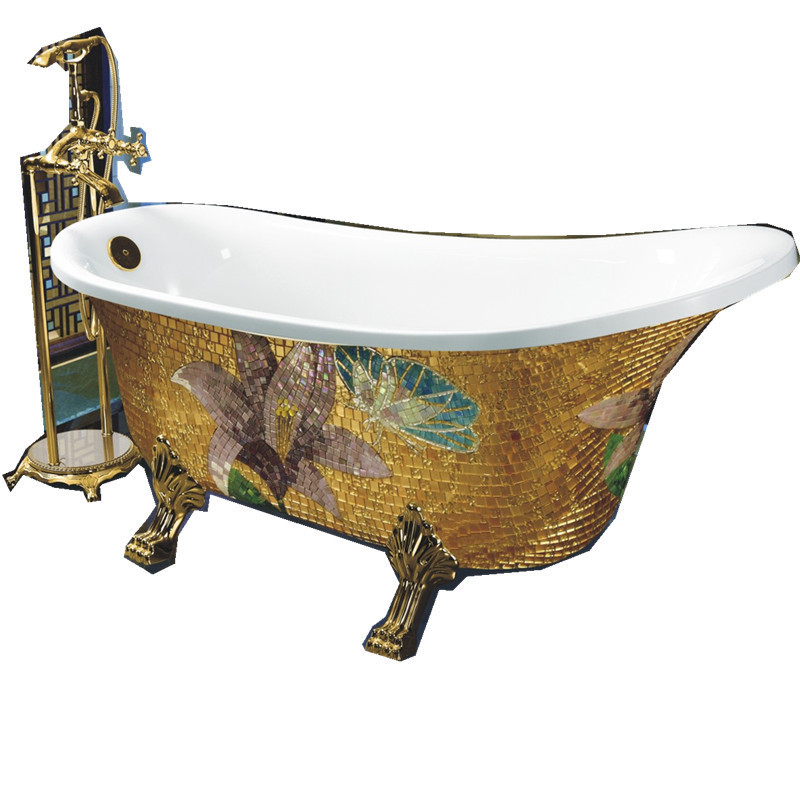 Kmry Custom 1500*800*780mm Royal Antique Free Stand Solid Acrylic Bathroom Bathtub With Four Legs