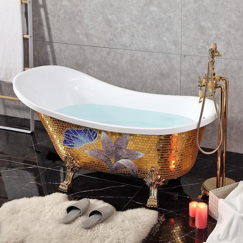 Kmry Custom 1500*800*780mm Royal Antique Free Stand Solid Acrylic Bathroom Bathtub With Four Legs