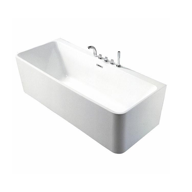 Modern Luxury Bathtub Shower Combo White Spa Hot Tub Solid Surface Acrylic Free Stand Soak Adult Bathtub