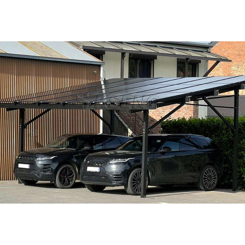 Black Aluminum Solar Car Port with Carport Mounting System for Ground Application Structure