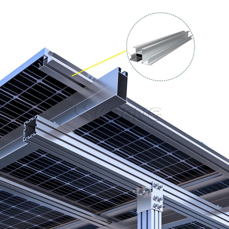 Standard 2 Cars Solar Panel Mount Carport Canopy Rack Photovoltaic Support System Aluminium Solar Carport System