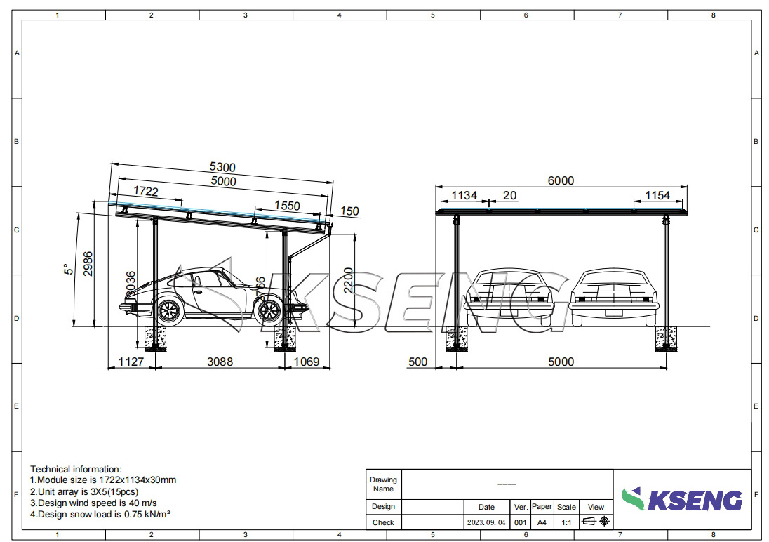 Standard 2 Cars Solar Panel Mount Carport Canopy Rack Photovoltaic Support System Aluminium Solar Carport System