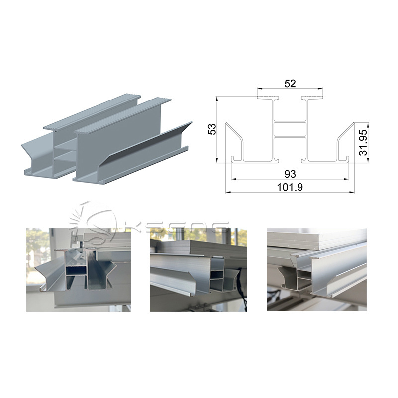 Waterproof Aluminum Solar Carport Support Structure Solar Panel Mounting Rails for Carports