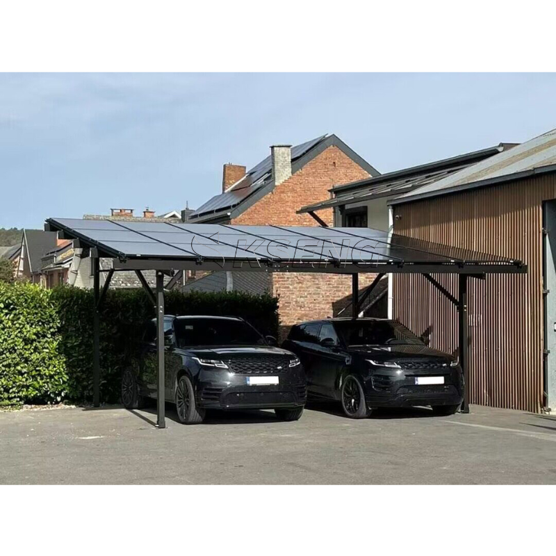 Black Aluminum Solar Car Port with Carport Mounting System for Ground Application Structure