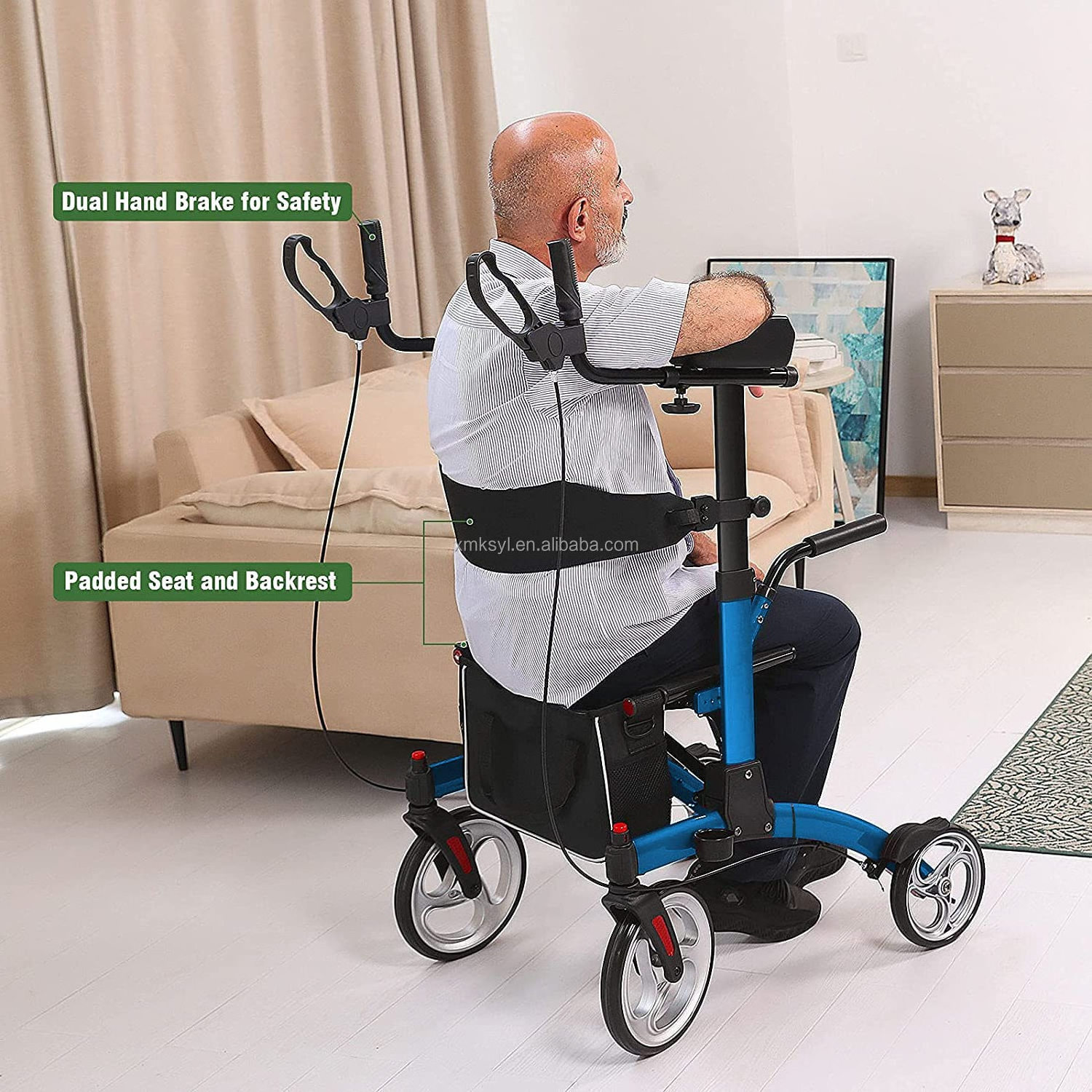 Foldable Rollator Portable LightWeight  walker with seat wheel chair for elderly