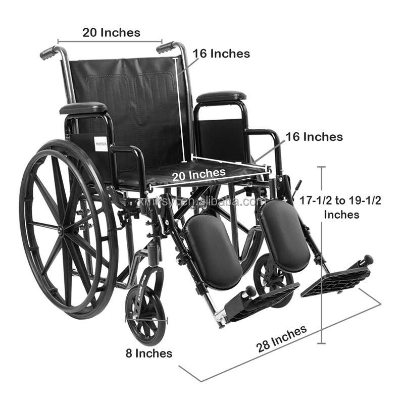 Medical Lightweight Folding Transport Wheelchair with Swing-Away Footrest Silver for the elderly walker