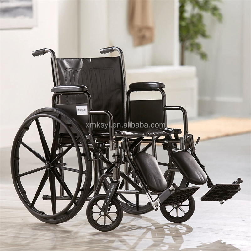 Medical Lightweight Folding Transport Wheelchair with Swing-Away Footrest Silver for the elderly walker