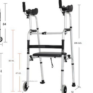 Two wheels adjustable light weight aluminum folding walker with armrest for adults