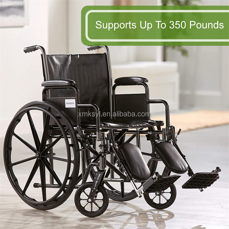 Medical Lightweight Folding Transport Wheelchair with Swing-Away Footrest Silver for the elderly walker