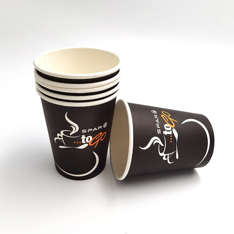 Kingwin custom logo printed 8oz 4oz black cups single wall takeaway disposable coffe paper coffee cup