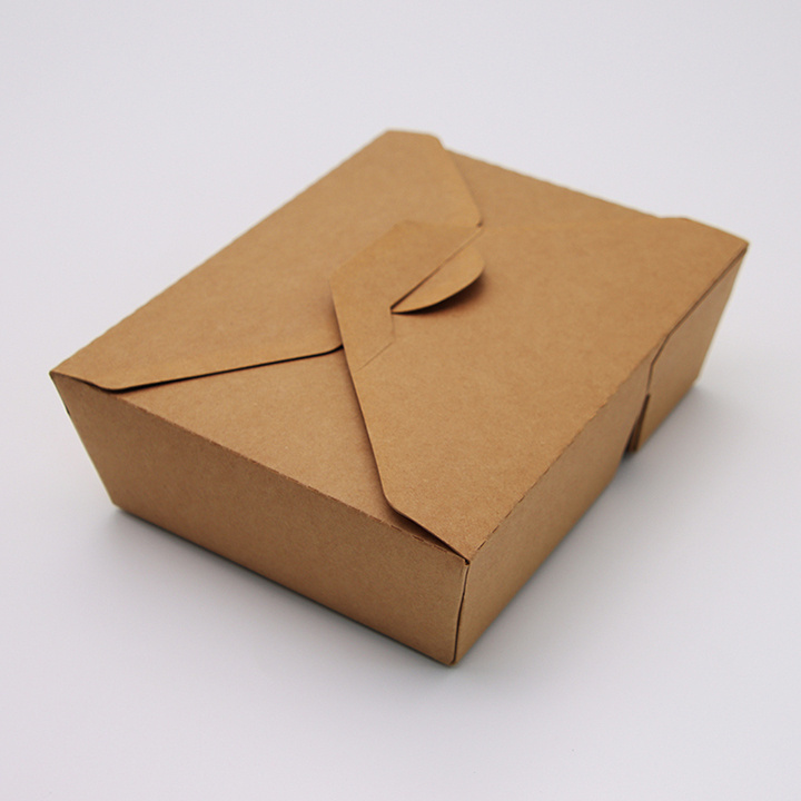 Kingwin Disposable Custom Printed Kraft Paper Packaging Container Lunch Food Paper Box For Food