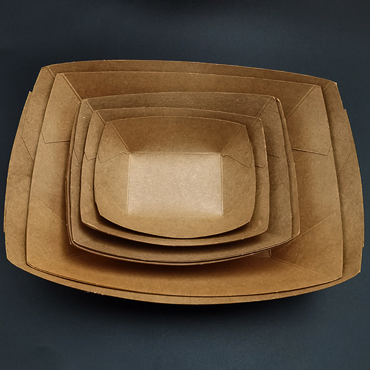 Kingwin Factory Customized Disposable Fast Food Containers Takeaway Box Restaurant Packaging Recycled Brown Kraft Paper Box