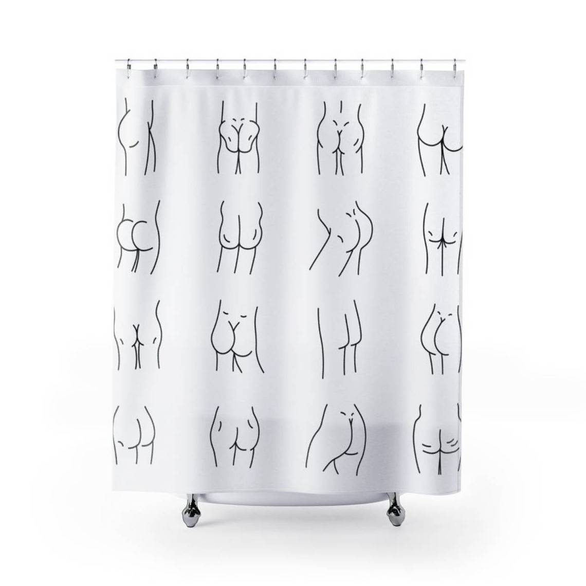 Abstract Black White Modern Art Designer Funny Boobs Unique Shower Curtain