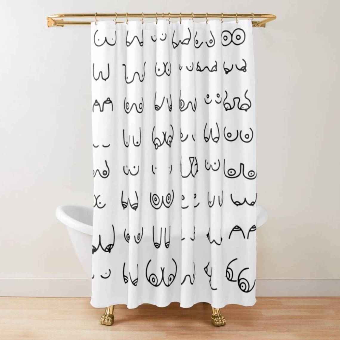 Abstract Black White Modern Art Designer Funny Boobs Unique Shower Curtain