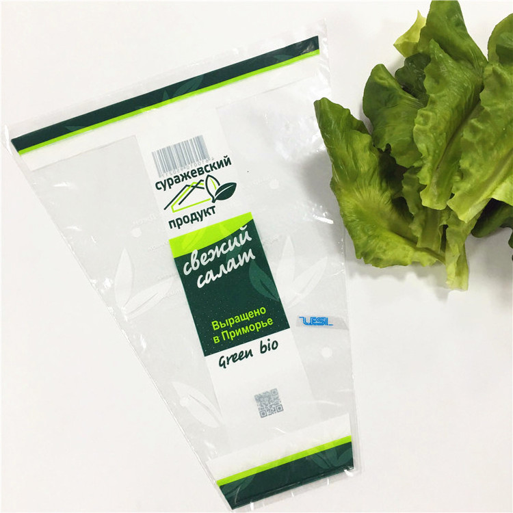 Recycle CPP material lettuce packaging bag with customized design flower sleeve vegetable bag plastic packing