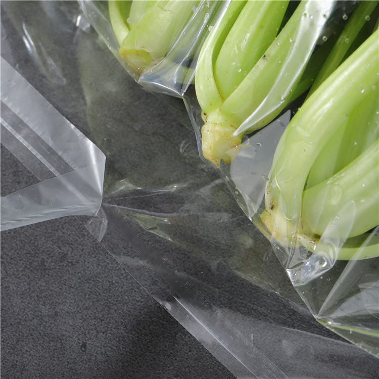 Recycle bOPP CPP vegetable packaging plastic self adhesive Micro perforated Bag with tape