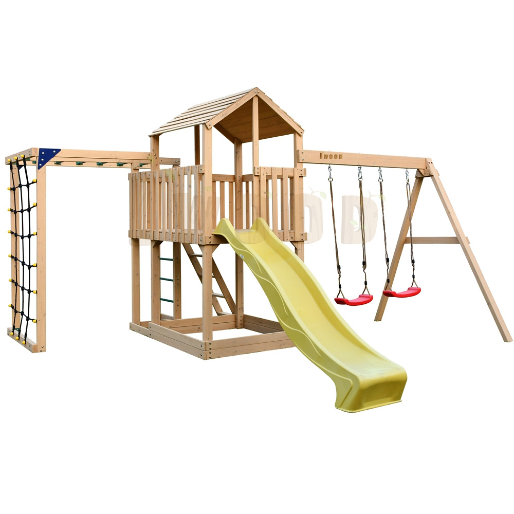 Outdoor Children Swing Set wooden Swing and Slide Outdoor Playground Equipment