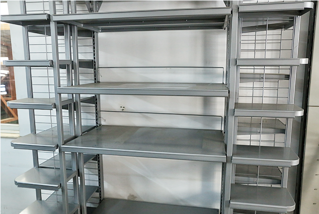 Double-sided Extensions Store Shelves Modern Supermarket Shelf Grid Panel Floor Metal Wire Shoes Display Racks With Hooks