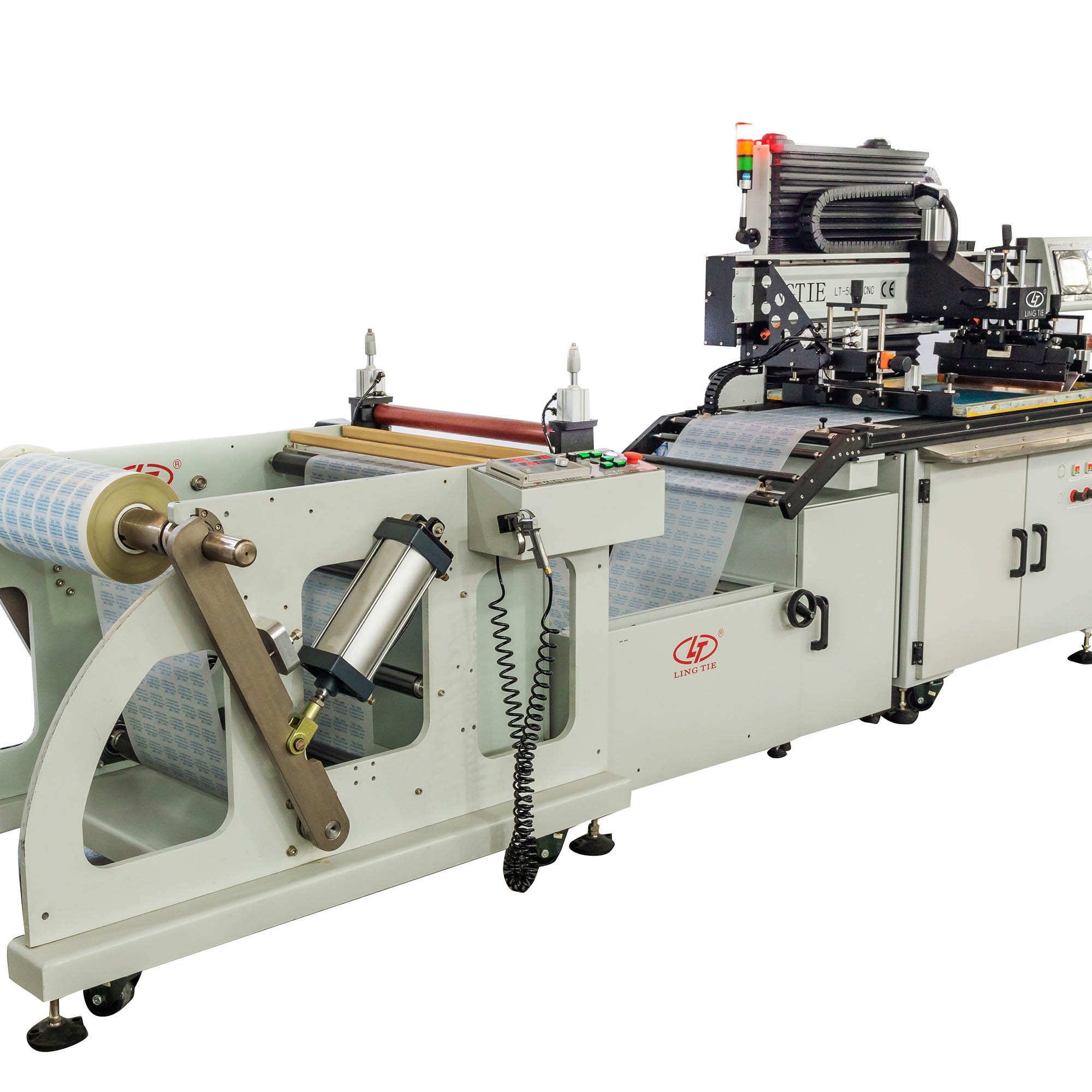 Automatic roll to roll PET film heat transfer products screen printing machine