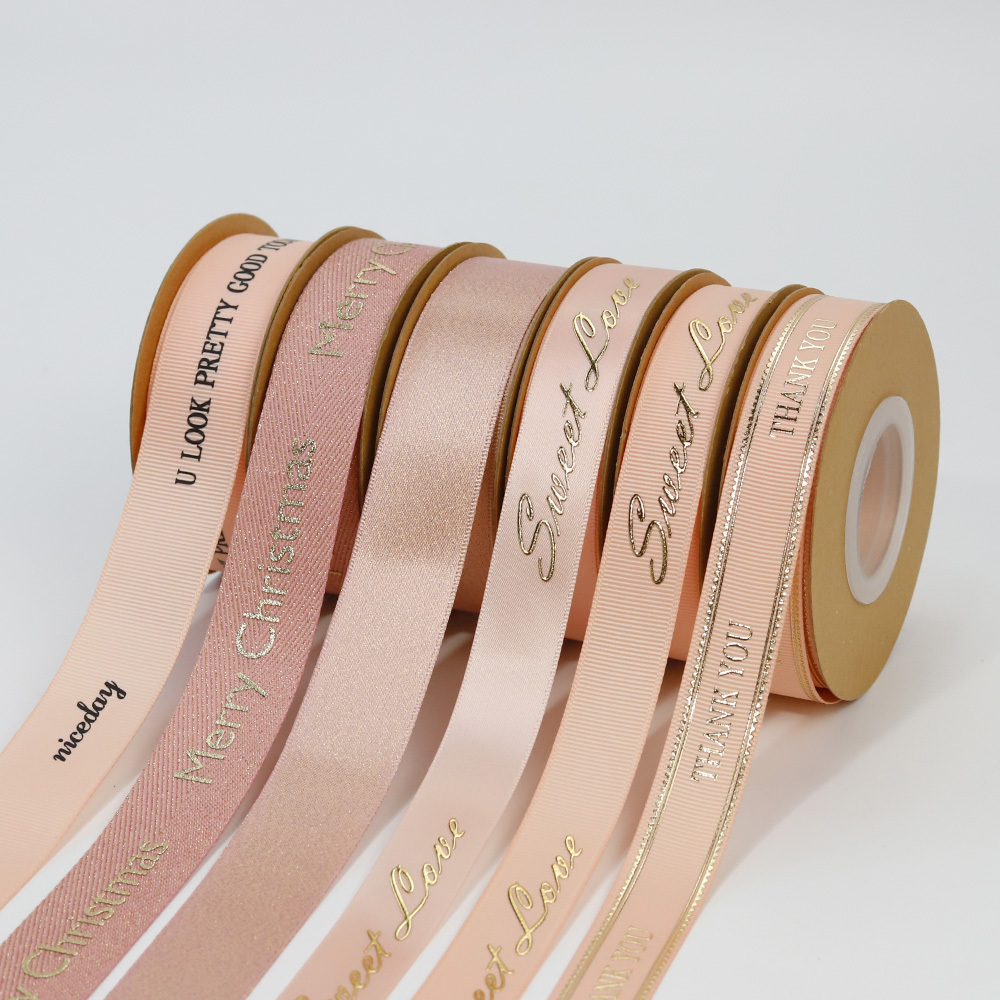 Custom Silk Ribbon With Logo High Quality Ribbon with printed grosgrain ribbon for holidays gift promotion packing