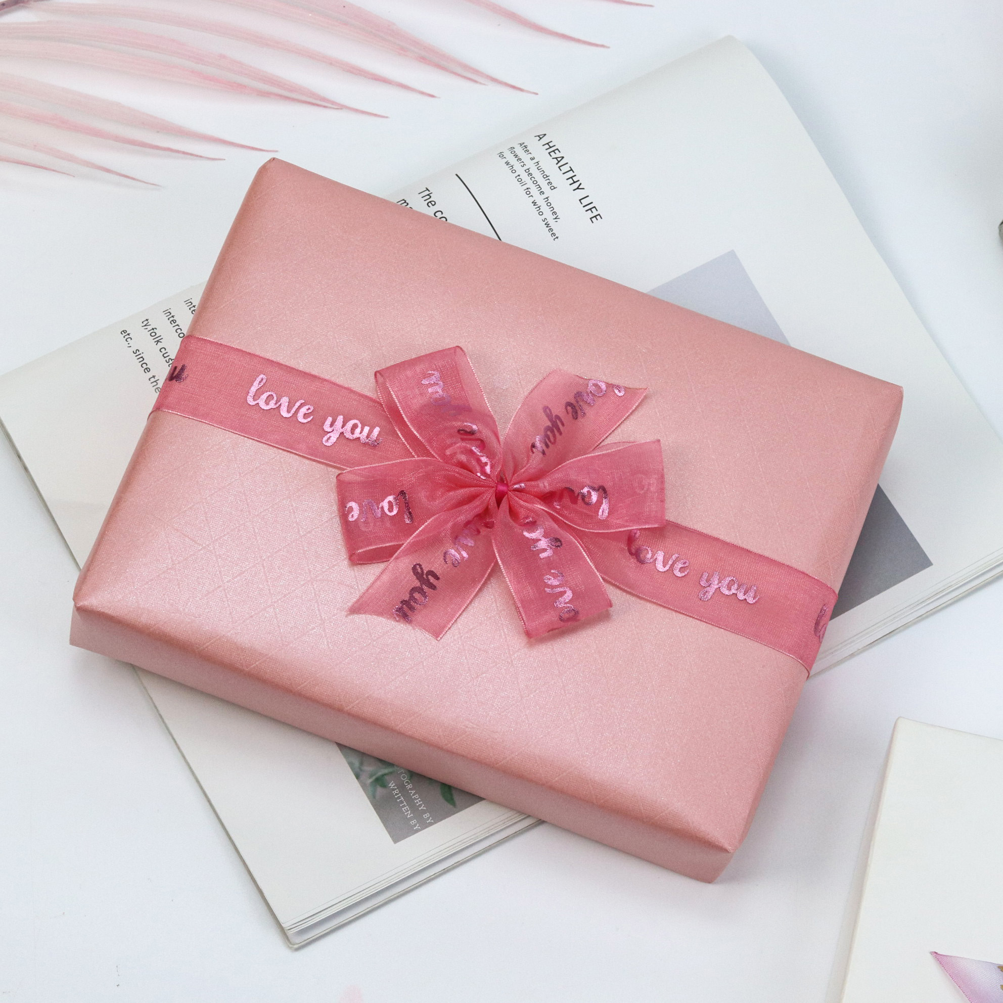 Custom brand name organza ribbon bow with printing logo