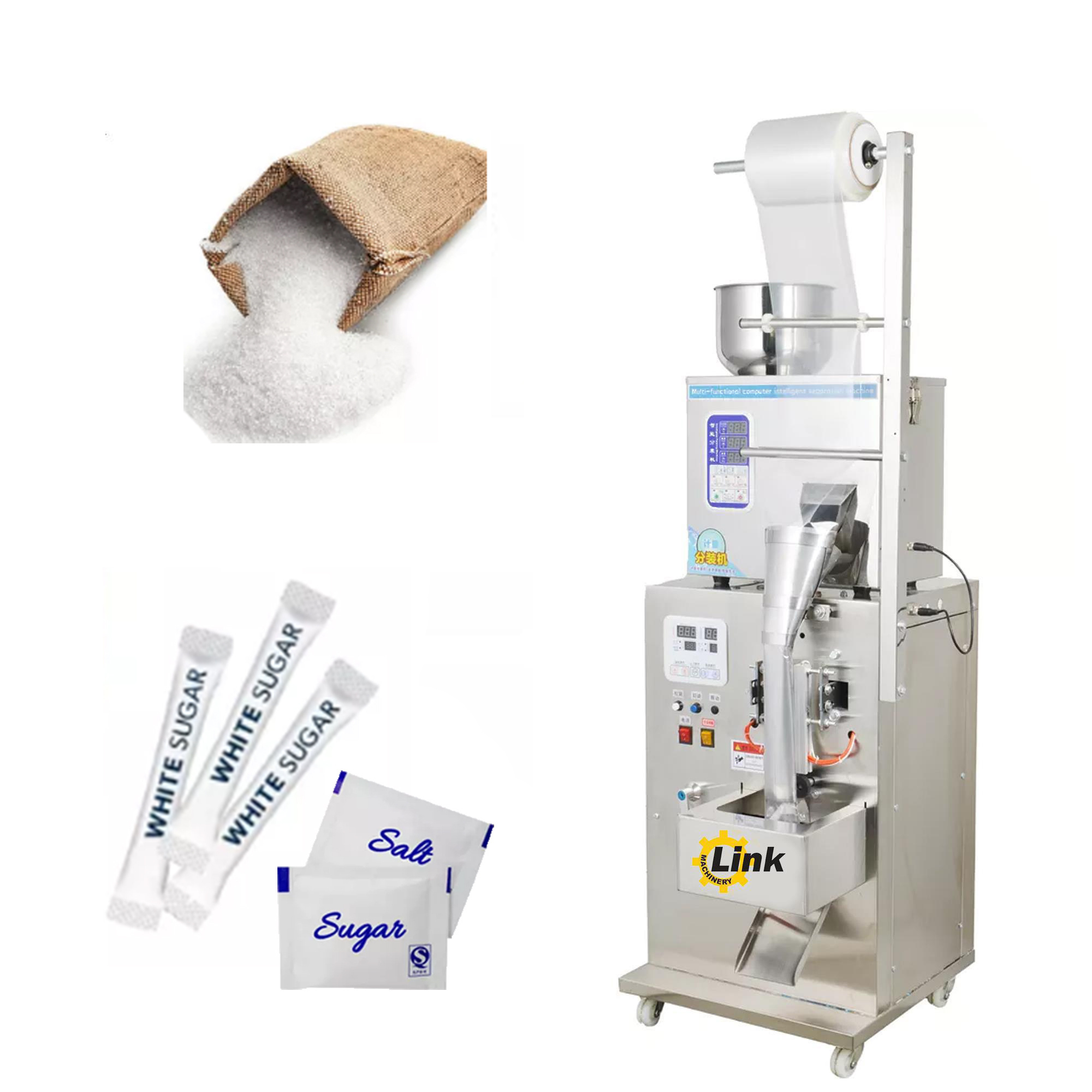 LINK brand Factory Best Selling Full Automatic Small Coffee Powder Salt Tea Weighing Sugar Sachet Packing Machine