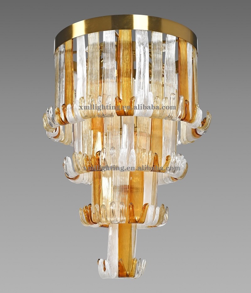 2023 New design modern gold glass k9 crystal chandelier For living room restaurant Hotel lobby italian  stained glass chandelier